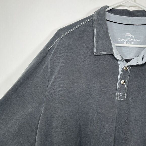 Tommy Bahama Long Sleeve Polo Shirt Mens Size XXL 2XL Gray Tencel Poly Blend EUC - Picture 6 of 11